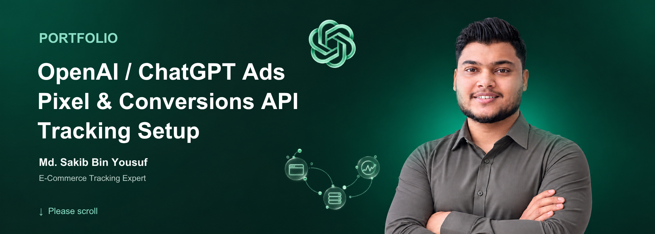 OpenAI / ChatGPT Ads Pixel & Conversions API tracking setup portfolio cover.